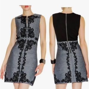 Diane von Furstenberg Gray Black Lace, Knee Length, Lined Dress Size 0